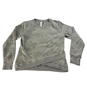 Activ Girls Gray Camo Blouse Cross Front Long Sleeve Top Size L 10/12‎